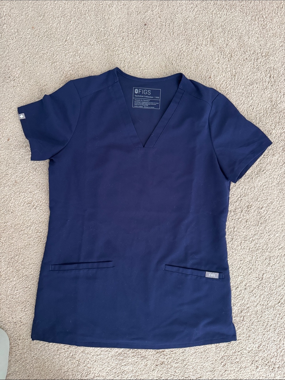 FIGS Navy Short-Sleeve V-Neck Scrub Top